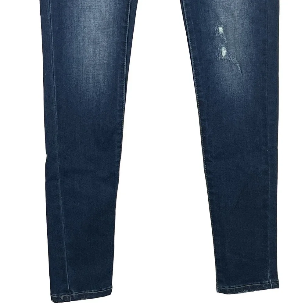 KANCAN USA 5-POCKETS MID RISE SUPER SKINNY DISTRESSED DENIM JEANS BLUE 1/24 EUC - Picture 6 of 15
